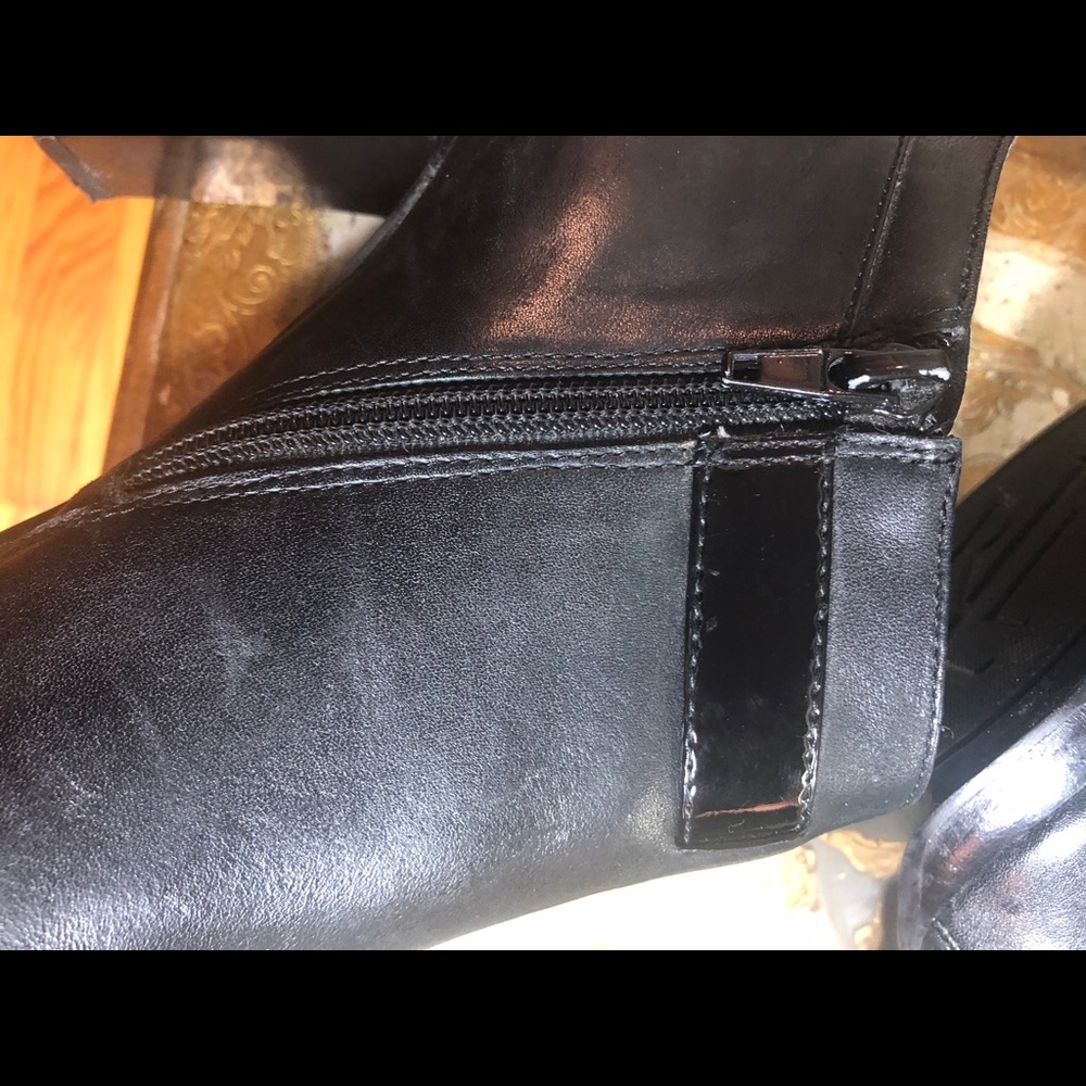 SZ 8.5-RALPH LAUREN BLACK LEATHER 4” ANKLE BOOTS - Picture 12 of 16